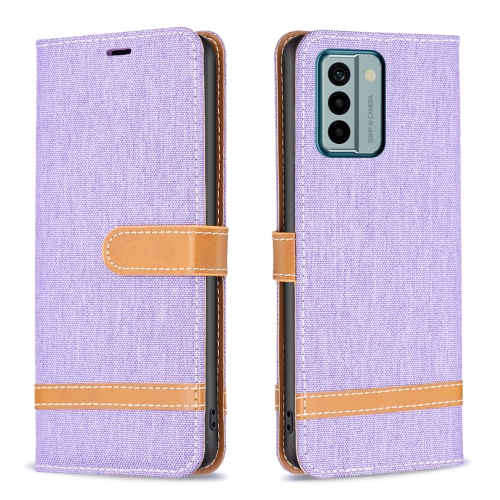 

For Nokia G22 Color Block Denim Texture Leather Phone Case(Purple)