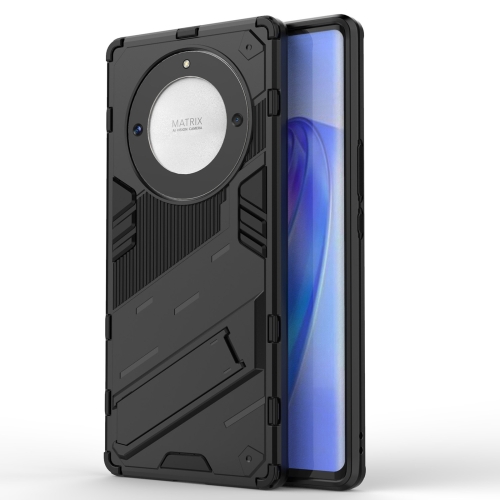 For Honor X9a/X40 5G/Magic5 Lite Punk Armor PC + TPU Phone Case with Holder(Black) держатель ninebot phone holder