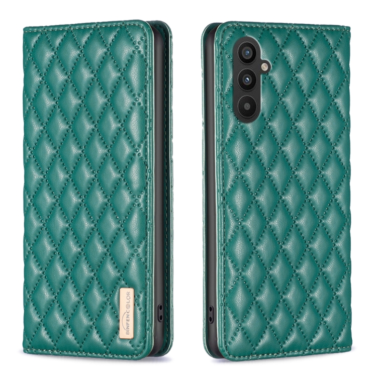 

For Samsung Galaxy A24 4G Diamond Lattice Magnetic Leather Flip Phone Case(Green)
