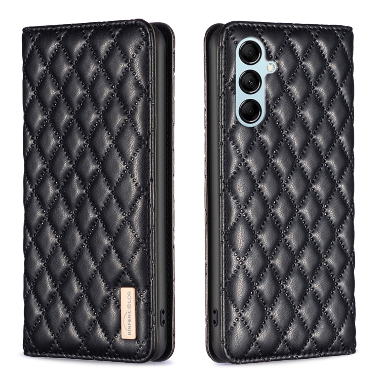 

For Samsung Galaxy M14 5G Diamond Lattice Magnetic Leather Flip Phone Case(Black)