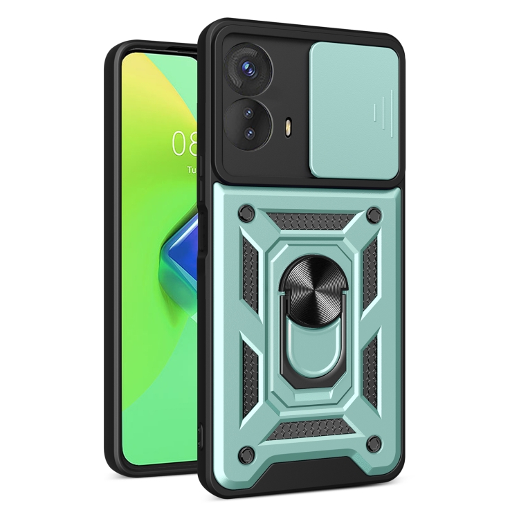 

For Motorola Moto G53 5G Sliding Camera Cover Design TPU+PC Phone Case(Green)