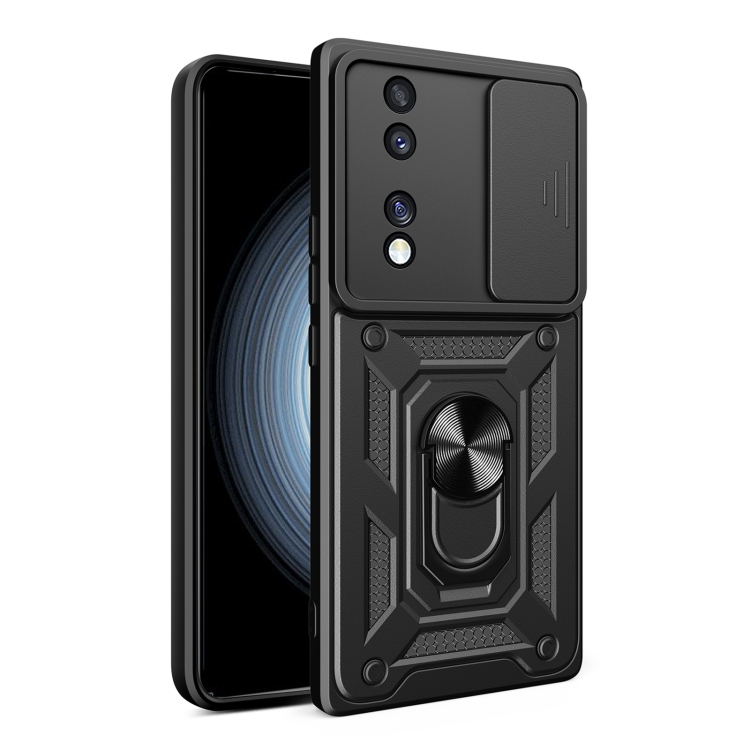 

For Honor 70 5G Sliding Camera Cover Design TPU+PC Phone Case(Black)