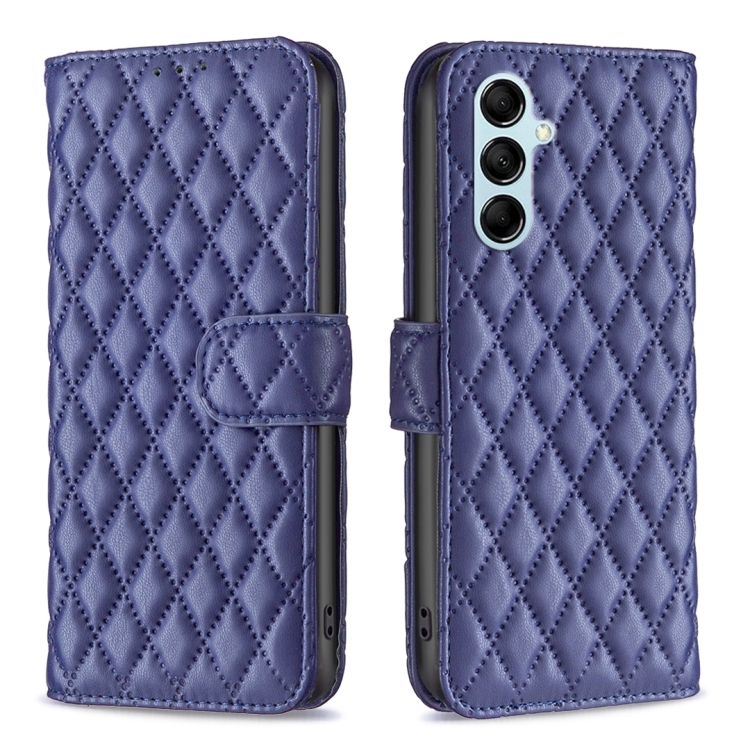 

For Samsung Galaxy M14 5G Diamond Lattice Wallet Leather Flip Phone Case(Blue)