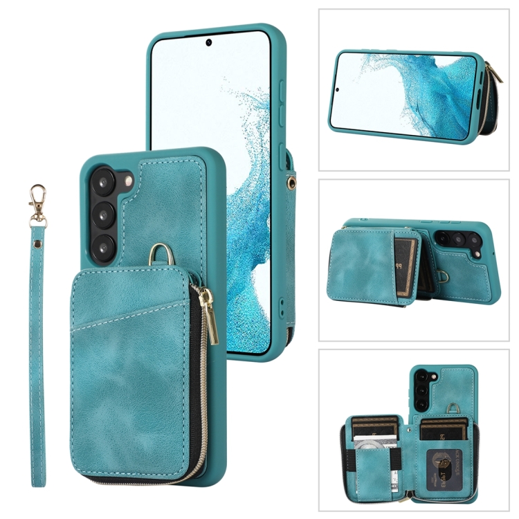 

For Samsung Galaxy S23 5G Zipper Card Bag Back Cover Phone Case(Turquoise)