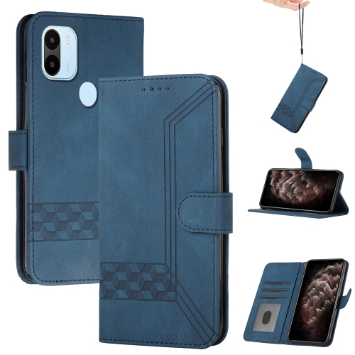 

For Xiaomi Redmi A1+ Cubic Skin Feel Flip Leather Phone Case(Blue)