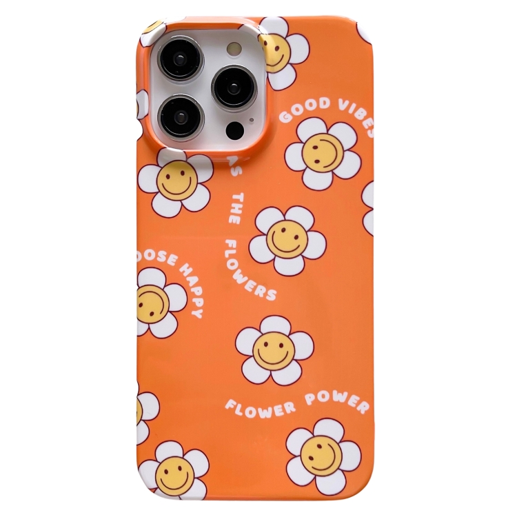 

For iPhone 13 Pattern PC Shockproof Protective Phone Case(Orange Smile)