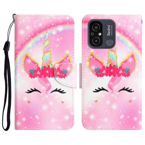 

For Xiaomi Redmi 12C Colored Drawing Leather Phone Case(Unicorn)