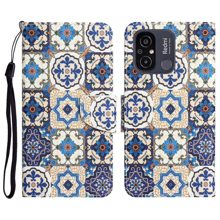 

For Xiaomi Redmi 12C Colored Drawing Leather Phone Case(Vintage Totem)