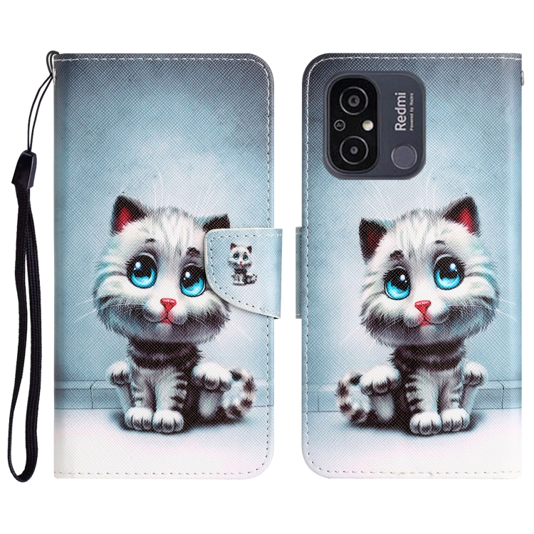 

For Xiaomi Redmi 12C Colored Drawing Leather Phone Case(Blue Eyes)
