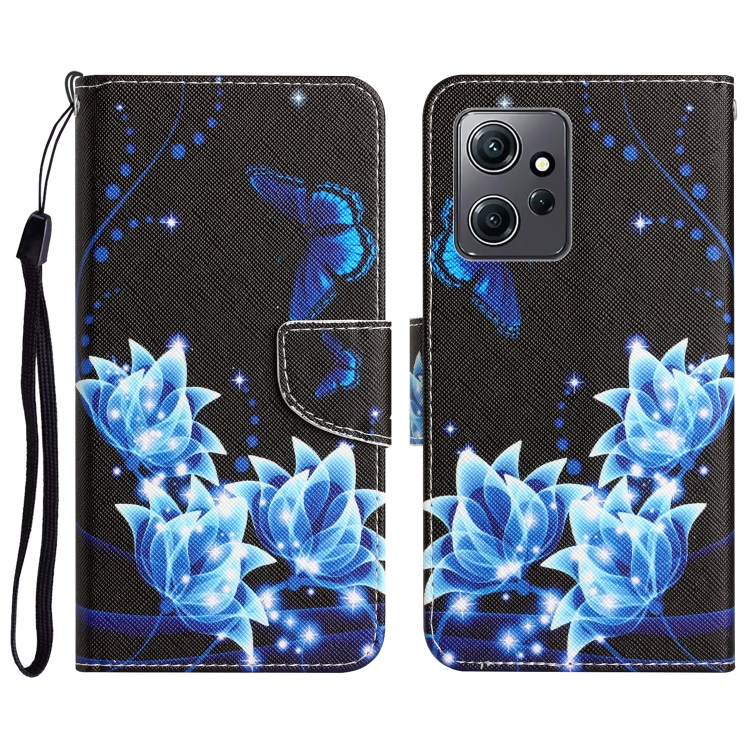 

For Xiaomi Redmi Note 12 4G Global Colored Drawing Leather Phone Case(Blue Butterfly)
