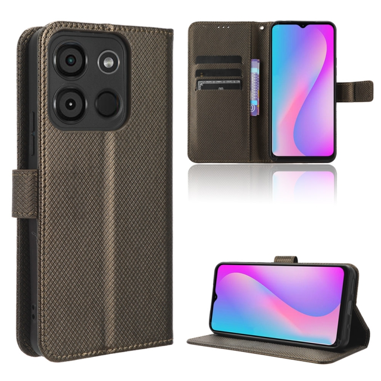 

For Itel A60 Diamond Texture Leather Phone Case(Brown)