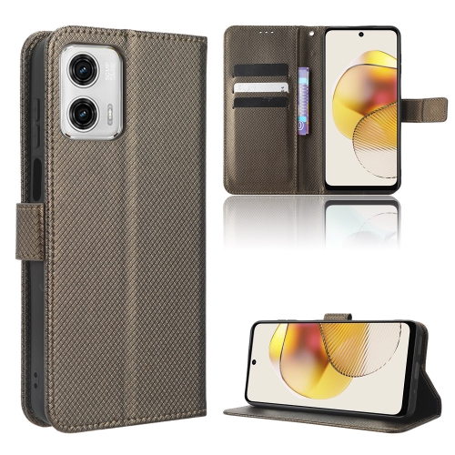 

For Motorola Moto G73 5G Diamond Texture Leather Phone Case(Brown)