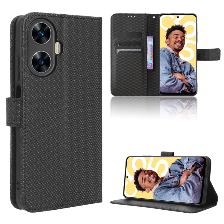 

For Realme C55 4G Diamond Texture Leather Phone Case(Black)