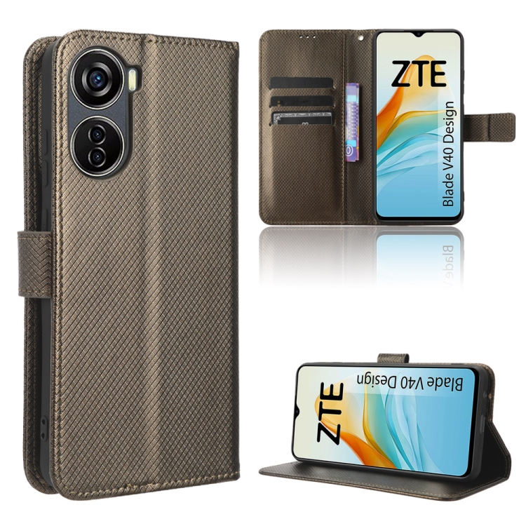 

For ZTE Blade V40 Design Diamond Texture Leather Phone Case(Brown)