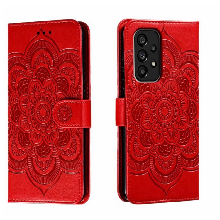 

For Samsung Galaxy A54 5G Sun Mandala Embossing Pattern Phone Leather Case(Red)