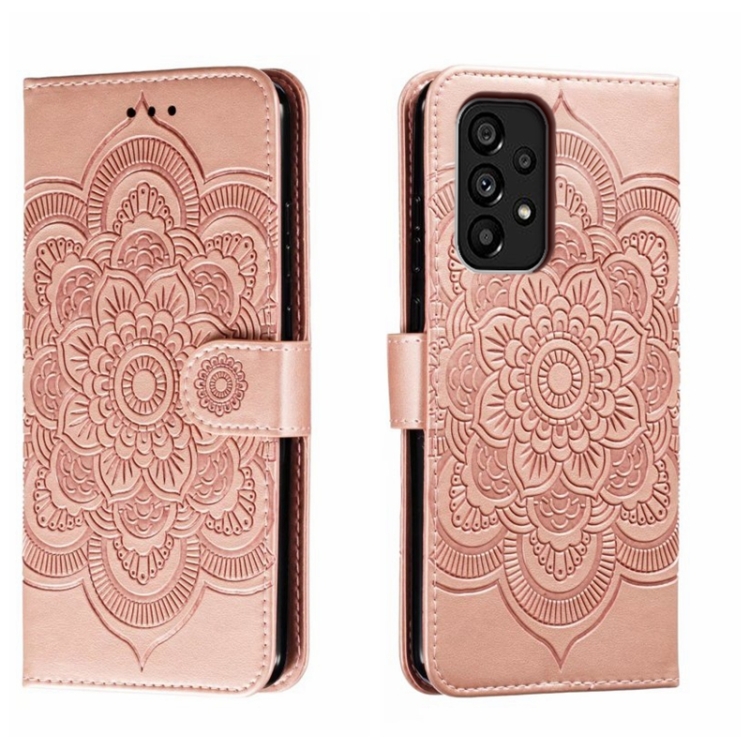 

For Samsung Galaxy A54 5G Sun Mandala Embossing Pattern Phone Leather Case(Rose Gold)