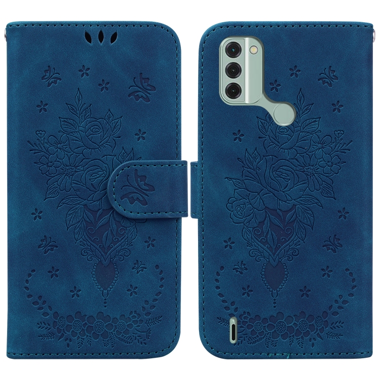 

For Nokia C31 Butterfly Rose Embossed Leather Phone Case(Blue)