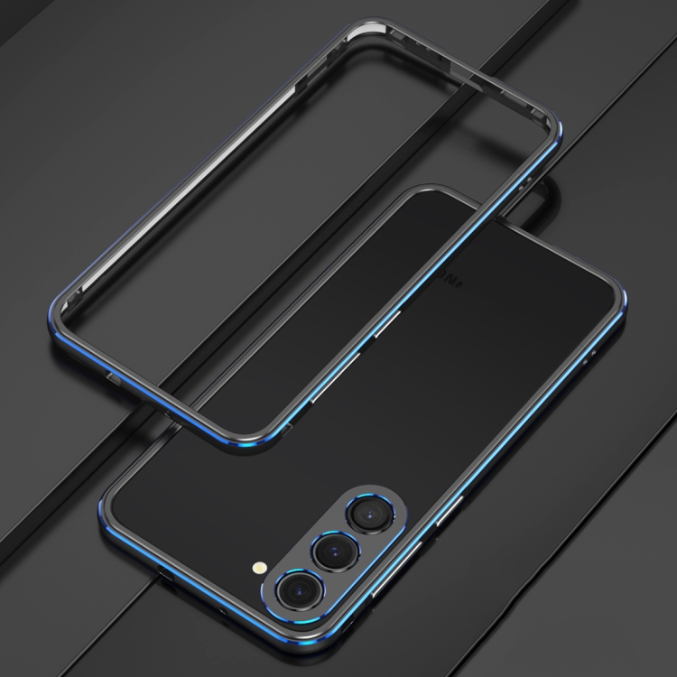 

For Samsung Galaxy S23+ 5G Aurora Series Lens Protector + Metal Frame Phone Case(Black Blue)