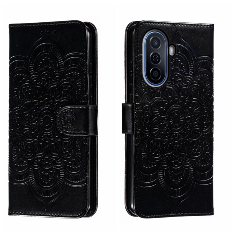

For Huawei Enjoy 50 Sun Mandala Embossing Pattern Phone Leather Case(Black)