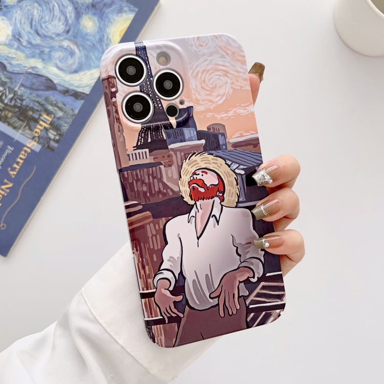 

For iPhone 14 Pro Precise Hole Oil Painting Glossy PC Phone Case(Tower)