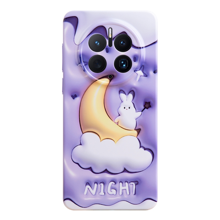 

For Huawei Mate 50 Pro Stereo Vision Pattern PC Phone Case(Moon Rabbit)