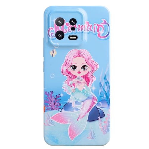 

For Xiaomi 13 Stereo Vision Pattern PC Phone Case(Blue Mermaid)