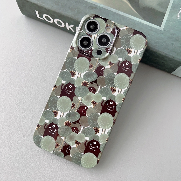

For iPhone 12 Pro Max Precise Hole Glossy PC Phone Case(Lotus Leaf Spirit)