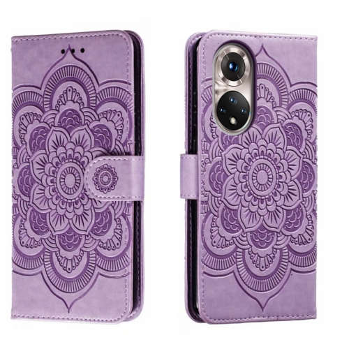 

For Honor 50 Sun Mandala Embossing Pattern Phone Leather Case(Purple)