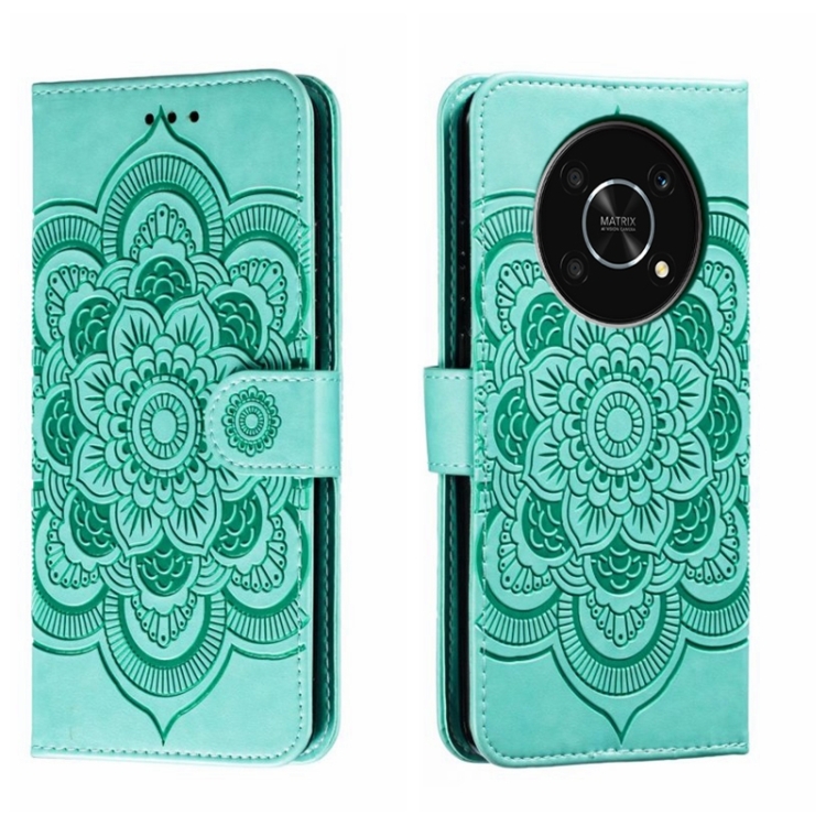 

For Honor X30 5G Sun Mandala Embossing Pattern Phone Leather Case(Green)