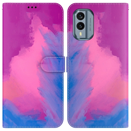 

For Nokia X30 Watercolor Pattern Flip Leather Phone Case(Purple Red)