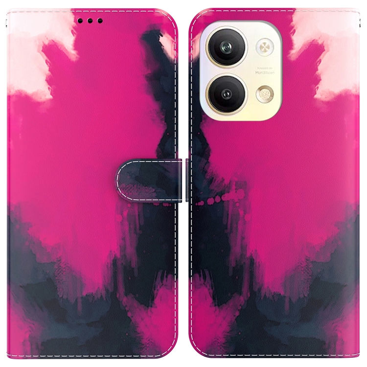 

For OPPO Reno9 Pro Watercolor Pattern Flip Leather Phone Case(Berry)