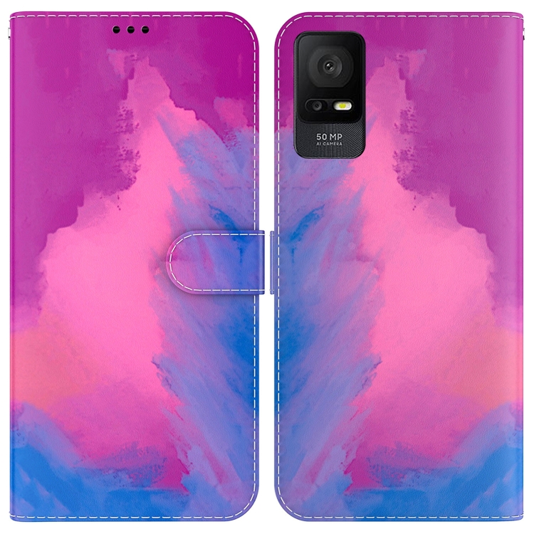 

For TCL 408 Watercolor Pattern Flip Leather Phone Case(Purple Red)