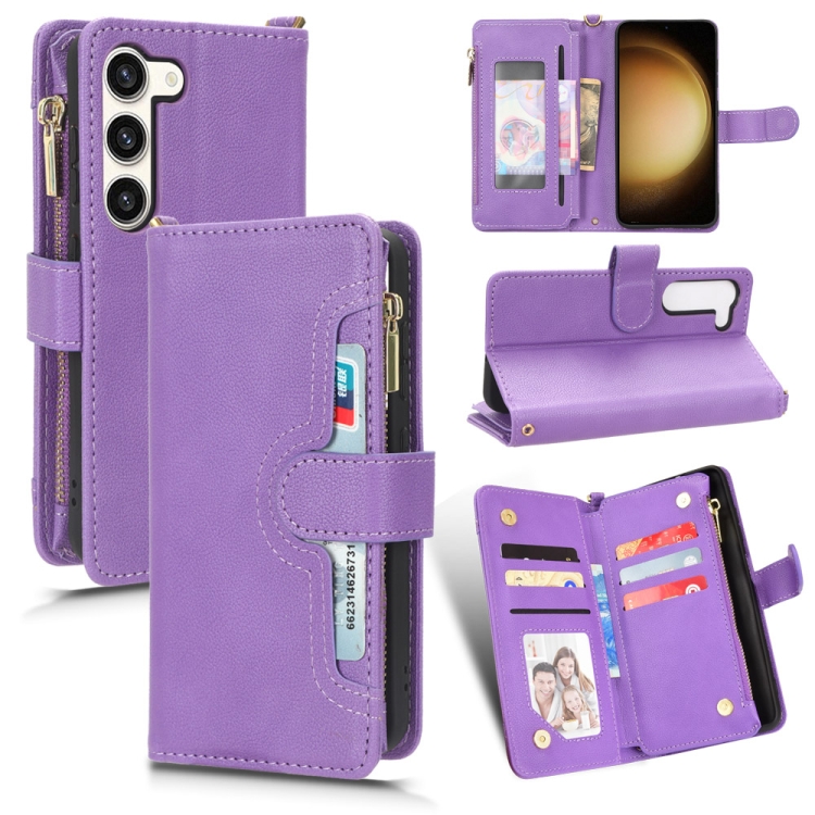 

For Samsung Galaxy S23+ 5G Litchi Texture Zipper Leather Phone Case(Purple)