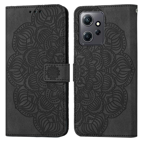 

For Xiaomi Redmi Note 12 4G Global Mandala Embossed Flip Leather Phone Case(Black)