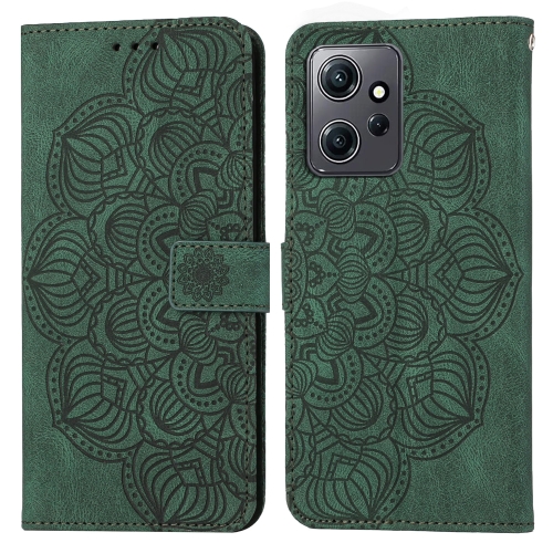 

For Xiaomi Redmi Note 12 4G Global Mandala Embossed Flip Leather Phone Case(Green)