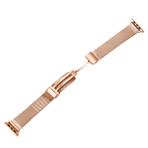 

Milan Fold Buckle Metal Watch Band For Apple Watch Series 8&7 41mm / SE 2&6&SE&5&4 40mm / 3&2&1 38mm(Rose Gold)