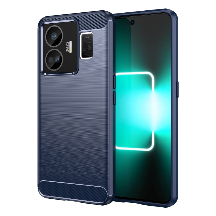 

For Realme GT3 Brushed Texture Carbon Fiber TPU Phone Case(Blue)