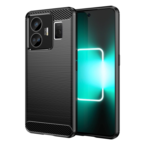 

For Realme GT3 Brushed Texture Carbon Fiber TPU Phone Case(Black)