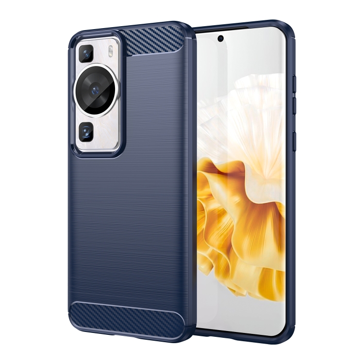 

For Huawei P60 Brushed Texture Carbon Fiber TPU Phone Case(Blue)