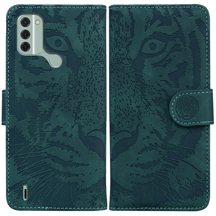 

For Nokia C31 Tiger Embossing Pattern Flip Leather Phone Case(Green)