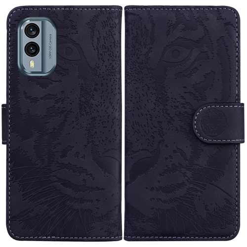 

For Nokia X30 Tiger Embossing Pattern Flip Leather Phone Case(Black)