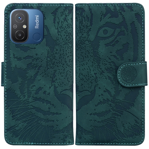 

For Xiaomi Redmi 12C / 11A Tiger Embossing Pattern Flip Leather Phone Case(Green)