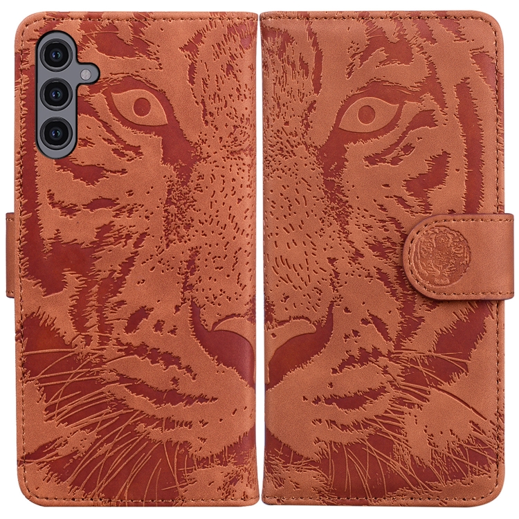

For Samsung Galaxy A24 4G Tiger Embossing Pattern Flip Leather Phone Case(Brown)