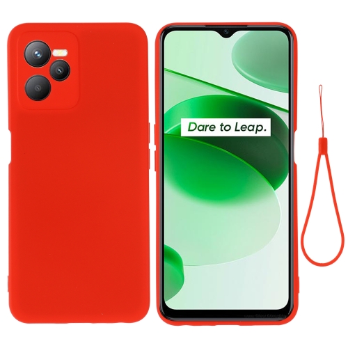 

For Realme C35 / Narzo 50A Prime Pure Color Liquid Silicone Shockproof Phone Case(Red)