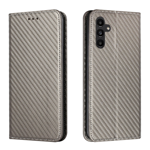 

For Samsung Galaxy A24 4G Carbon Fiber Texture Magnetic Flip Leather Phone Case(Grey)