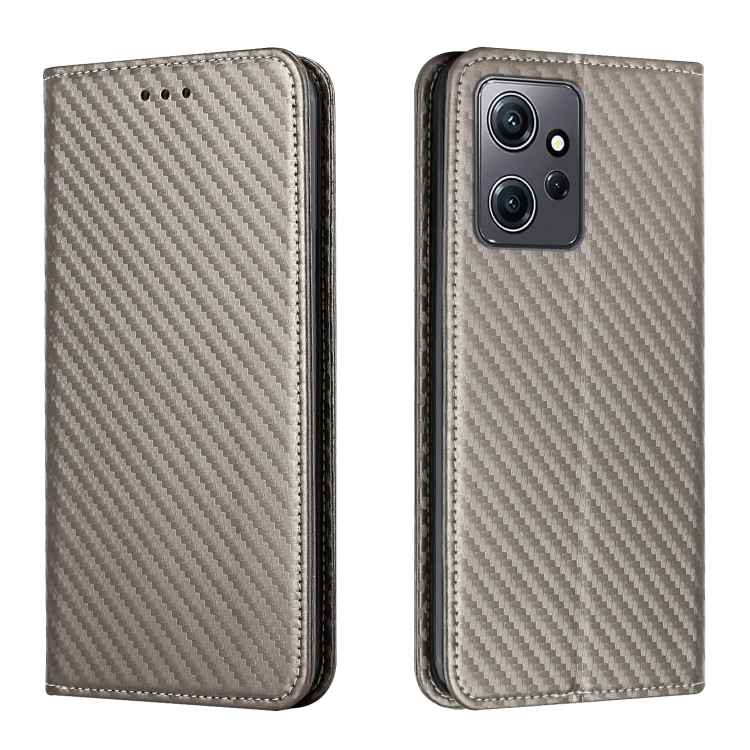 

For Xiaomi Redmi Note 12 4G Global Carbon Fiber Texture Magnetic Flip Leather Phone Case(Grey)
