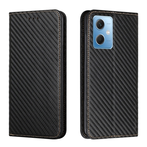 

For Xiaomi Redmi Note 12 5G Global/Poco X5 Carbon Fiber Texture Magnetic Flip Leather Phone Case(Black)