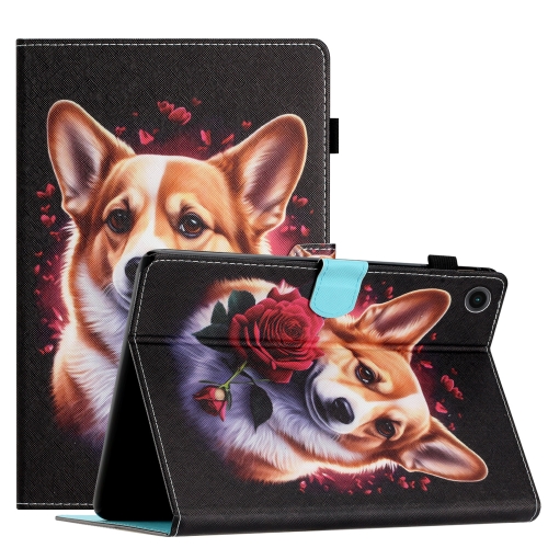 

For Lenovo Tab M10 Plus 3rd Gen Coloured Drawing Stitching Smart Leather Tablet Case(Corgi)