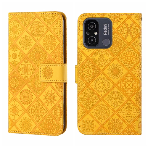 

For Xiaomi Redmi 12C Ethnic Style Embossed Pattern Leather Phone Case(Yellow)