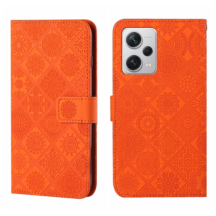 

For Xiaomi Redmi Note 12 Pro 5G/Poco X5 Pro Ethnic Style Embossed Pattern Leather Phone Case(Orange)